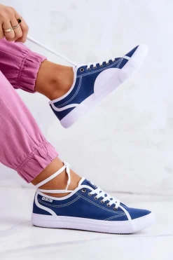 Sale Damskie Tenisówki BIG STAR W274834 Granatowe Damskie Trampki Damskie Big Star|Trampki Damskie Niskie