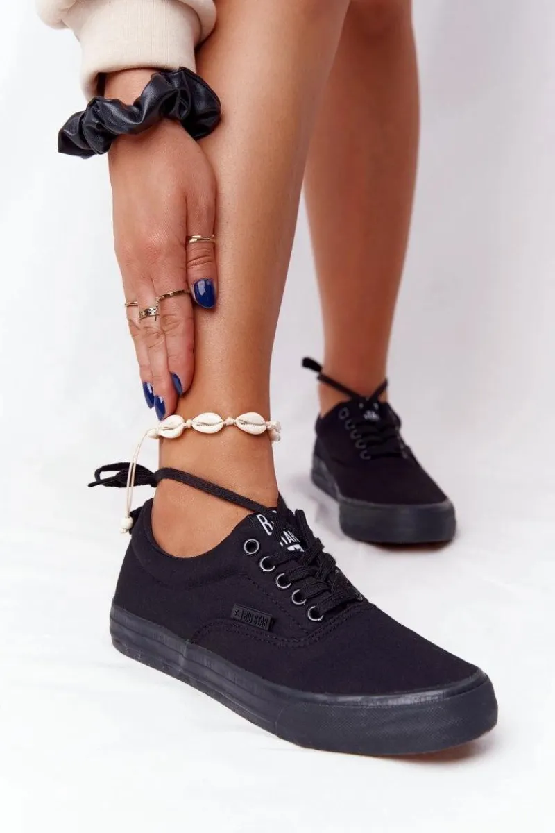 Best Damskie Tenisówki BIG STAR FF274164 Czarne Damskie Trampki Damskie Big Star|Trampki Damskie Niskie