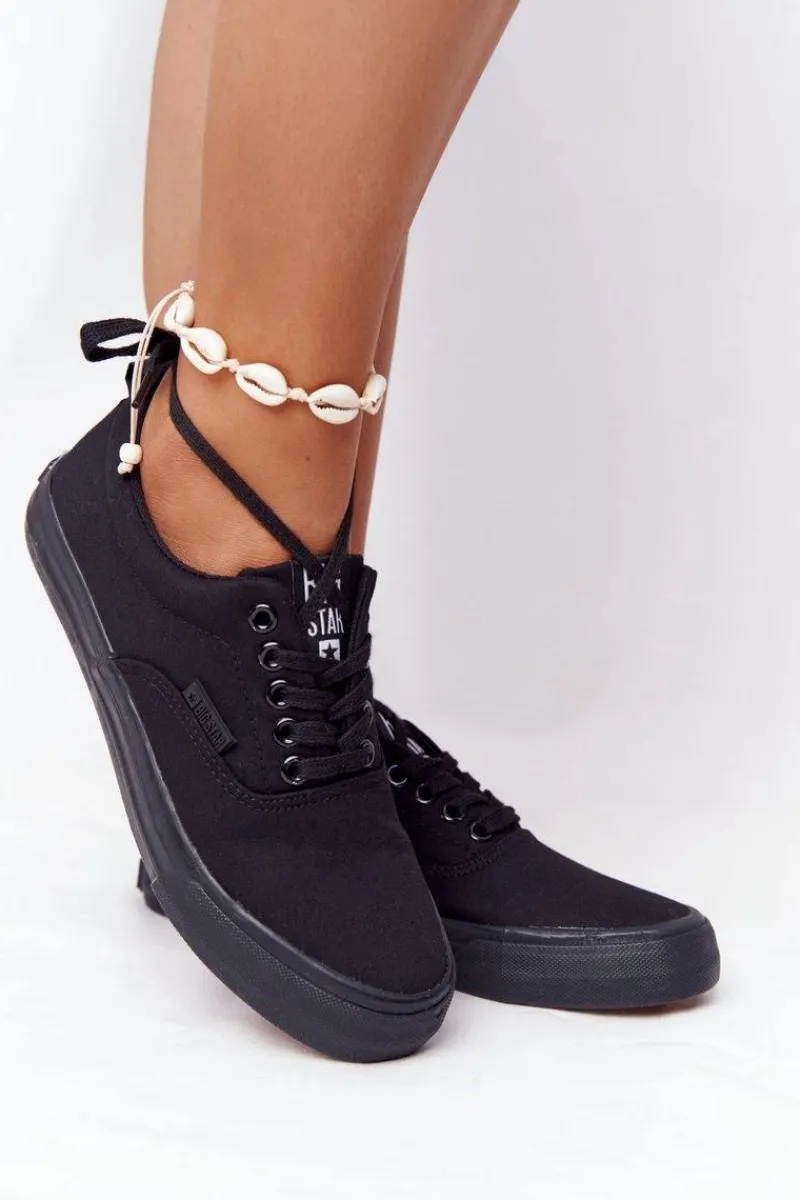 Best Damskie Tenisówki BIG STAR FF274164 Czarne Damskie Trampki Damskie Big Star|Trampki Damskie Niskie