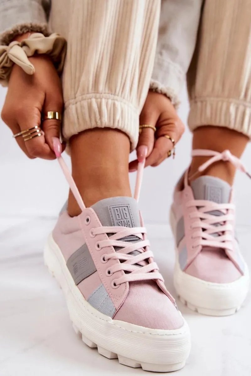 Sale Damskie Tenisówki BIG STAR JJ274481 Różowe Damskie Trampki Damskie Big Star|Trampki Damskie Niskie