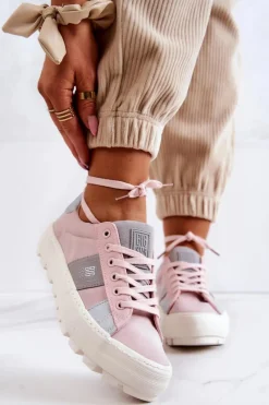 Sale Damskie Tenisówki BIG STAR JJ274481 Różowe Damskie Trampki Damskie Big Star|Trampki Damskie Niskie