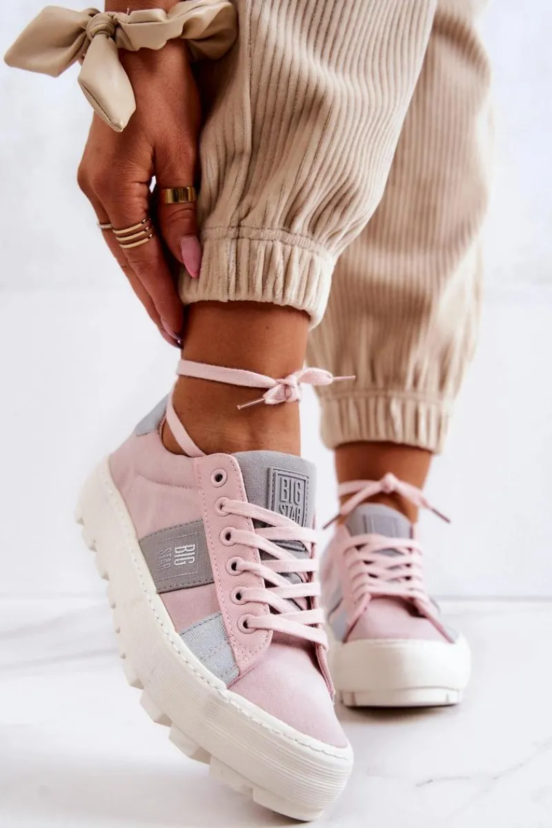 Sale Damskie Tenisówki BIG STAR JJ274481 Różowe Damskie Trampki Damskie Big Star|Trampki Damskie Niskie