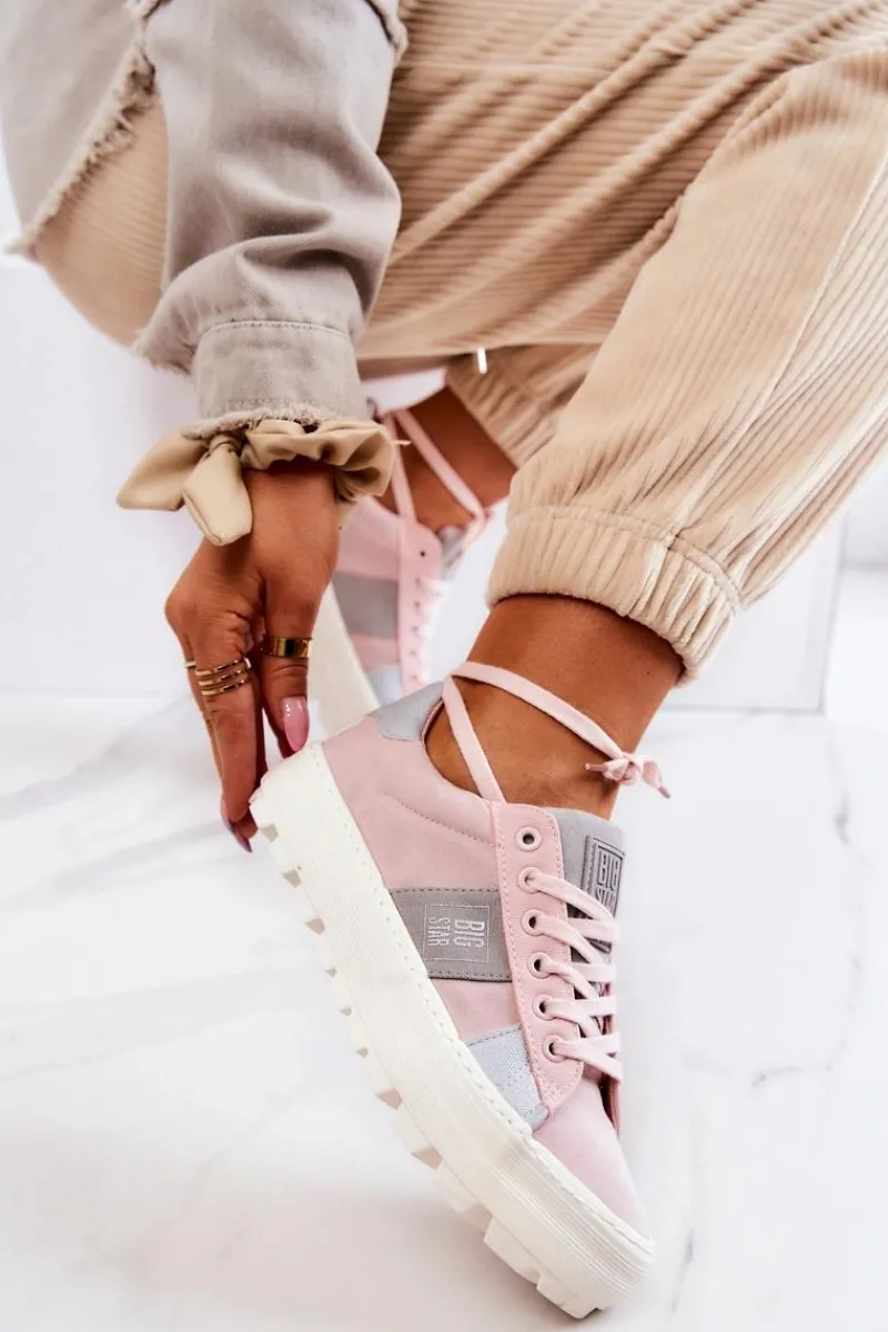 Sale Damskie Tenisówki BIG STAR JJ274481 Różowe Damskie Trampki Damskie Big Star|Trampki Damskie Niskie