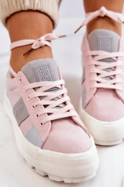 Sale Damskie Tenisówki BIG STAR JJ274481 Różowe Damskie Trampki Damskie Big Star|Trampki Damskie Niskie