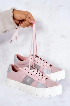 Sale Damskie Tenisówki BIG STAR JJ274481 Różowe Damskie Trampki Damskie Big Star|Trampki Damskie Niskie