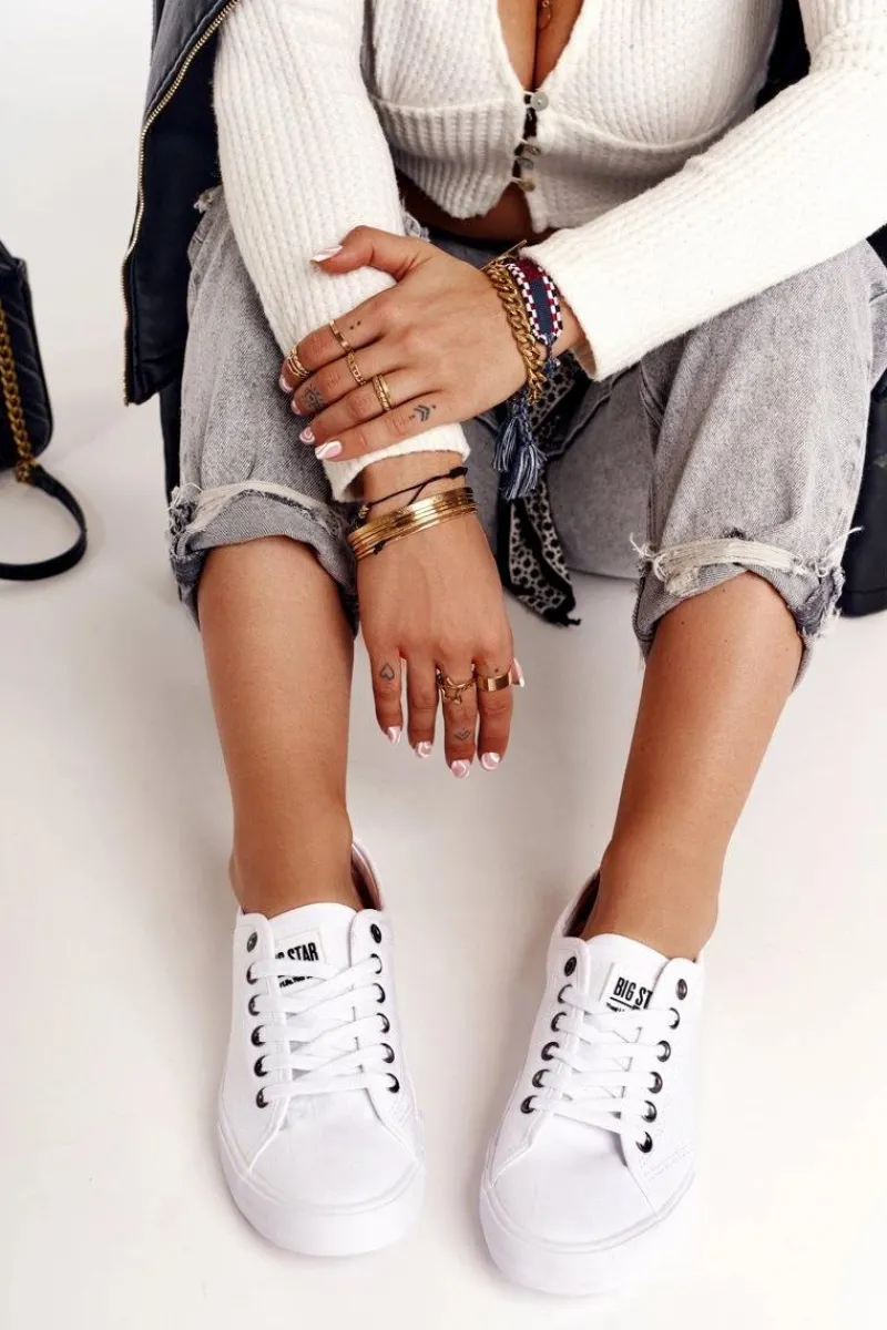 Trampki Damskie Big Star|Trampki Damskie Niskie>Big Star Shoes Damskie Tenisówki BIG STAR W274835 Białe Biały