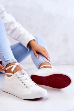 Cross Jeans Damskie Tenisówki Materiałowe JJ2R4050C Białe