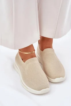 Outlet Evento Damskie Tenisówki Materiałowe Wsuwane Beżowe Adiora