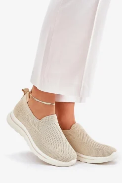 Outlet Evento Damskie Tenisówki Materiałowe Wsuwane Beżowe Adiora