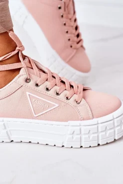 Clearance Boto Damskie Tenisówki Na Platformie Różowe Big City Life