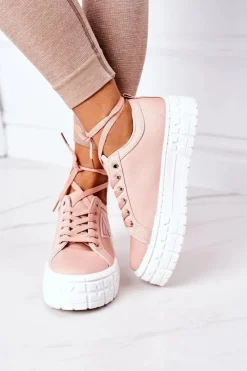 Clearance Boto Damskie Tenisówki Na Platformie Różowe Big City Life
