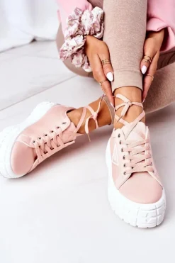 Clearance Boto Damskie Tenisówki Na Platformie Różowe Big City Life