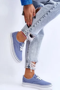 Outlet Damskie Tenisówki Na Platformie Big Star LL274231 Niebieskie Damskie Trampki Damskie Big Star|Trampki Damskie Niskie