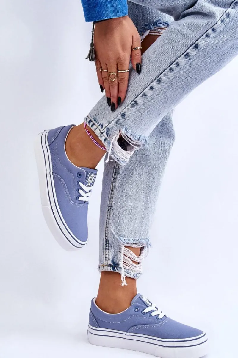 Outlet Damskie Tenisówki Na Platformie Big Star LL274231 Niebieskie Damskie Trampki Damskie Big Star|Trampki Damskie Niskie