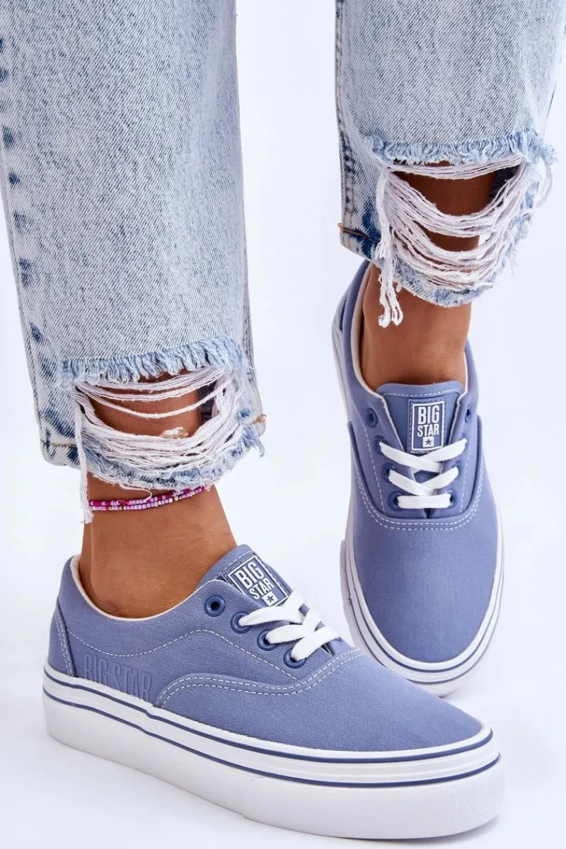 Outlet Damskie Tenisówki Na Platformie Big Star LL274231 Niebieskie Damskie Trampki Damskie Big Star|Trampki Damskie Niskie