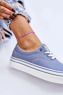 Outlet Damskie Tenisówki Na Platformie Big Star LL274231 Niebieskie Damskie Trampki Damskie Big Star|Trampki Damskie Niskie