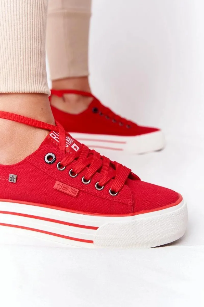 Trampki Damskie Big Star|Trampki Damskie Niskie>Big Star Shoes Damskie Tenisówki Na Platformie BIG STAR HH274053 Czerwone