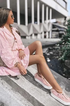 Big Star Shoes Damskie Tenisówki Na Platformie BIG STAR HH274058 Różowe