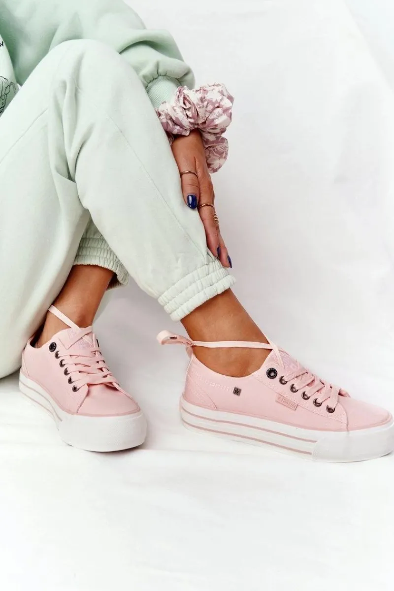 Big Star Shoes Damskie Tenisówki Na Platformie BIG STAR HH274058 Różowe