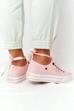 Big Star Shoes Damskie Tenisówki Na Platformie BIG STAR HH274058 Różowe