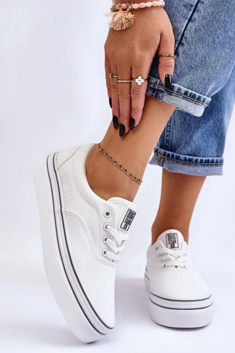 Best Big Star Shoes Damskie Tenisówki Na Platformie Big Star LL274228 Białe