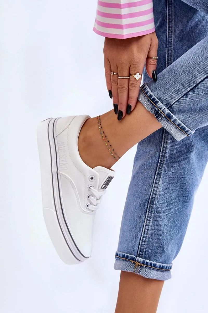 Best Big Star Shoes Damskie Tenisówki Na Platformie Big Star LL274228 Białe