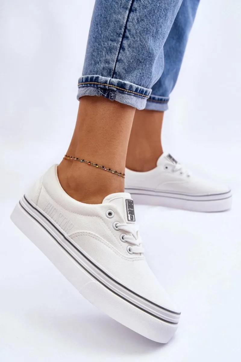 Best Big Star Shoes Damskie Tenisówki Na Platformie Big Star LL274228 Białe