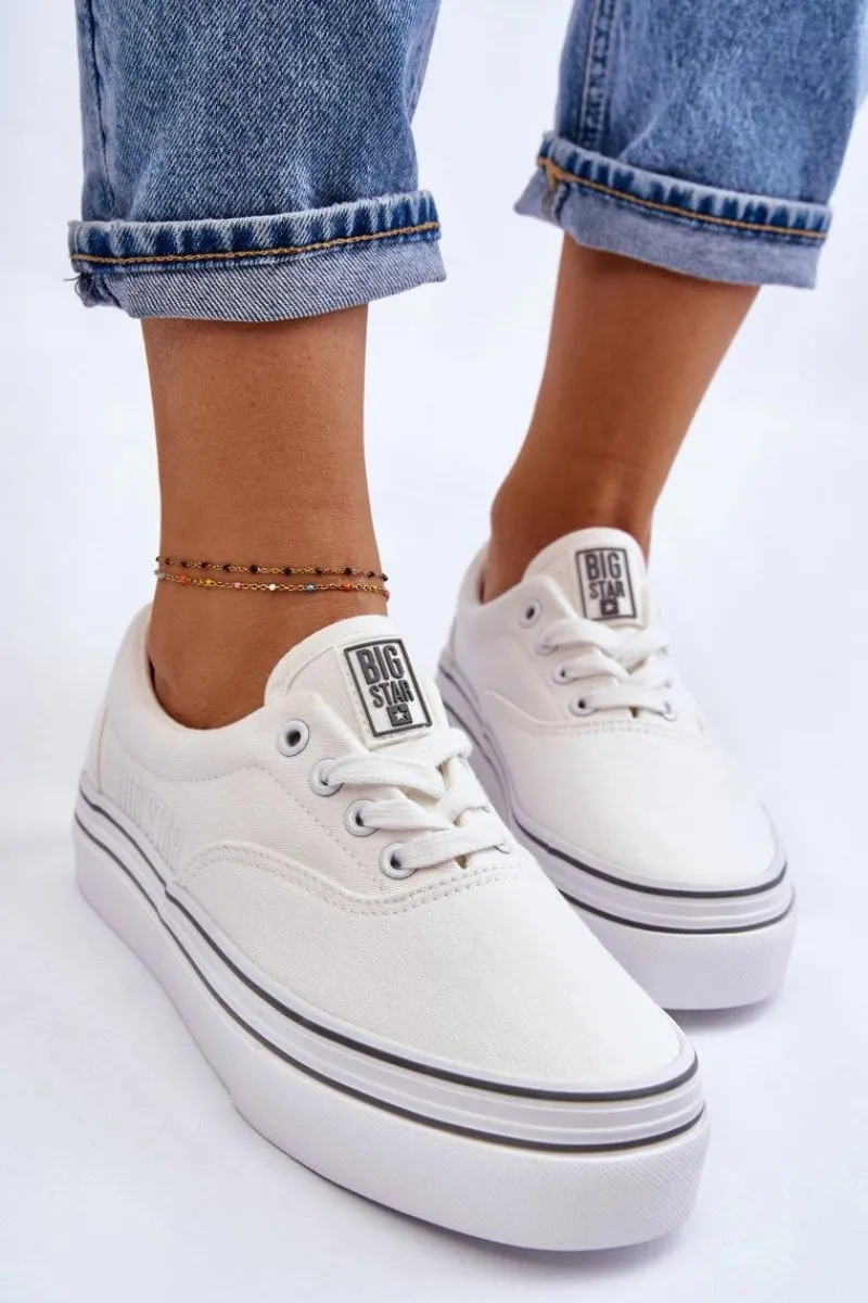 Best Big Star Shoes Damskie Tenisówki Na Platformie Big Star LL274228 Białe