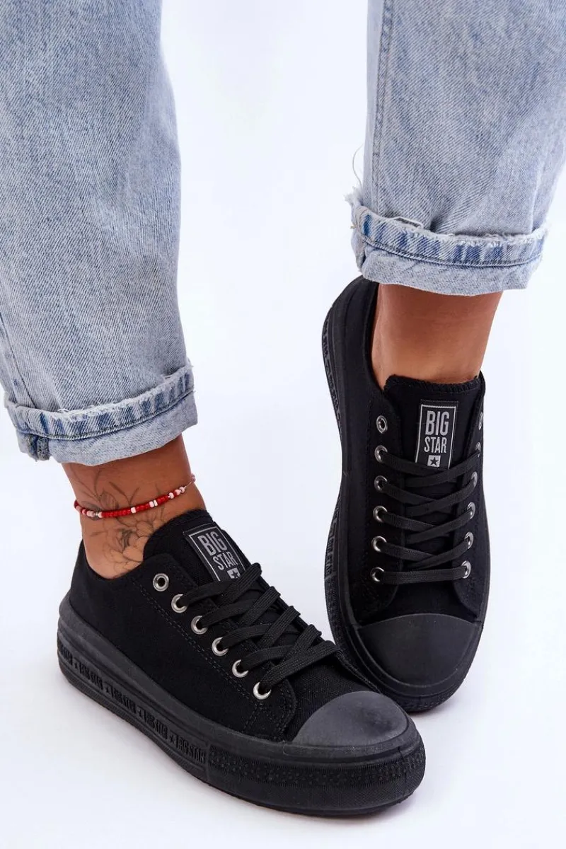 Trampki Damskie Big Star|Trampki Damskie Niskie>Big Star Shoes Damskie Tenisówki Na Platformie Big Star LL274A176 Czarne