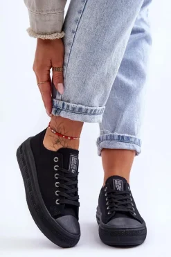 Trampki Damskie Big Star|Trampki Damskie Niskie>Big Star Shoes Damskie Tenisówki Na Platformie Big Star LL274A176 Czarne