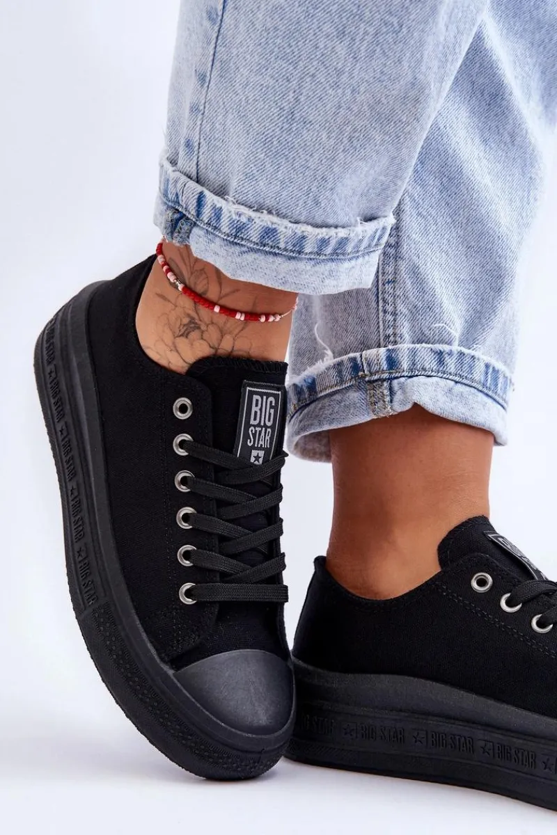 Trampki Damskie Big Star|Trampki Damskie Niskie>Big Star Shoes Damskie Tenisówki Na Platformie Big Star LL274A176 Czarne