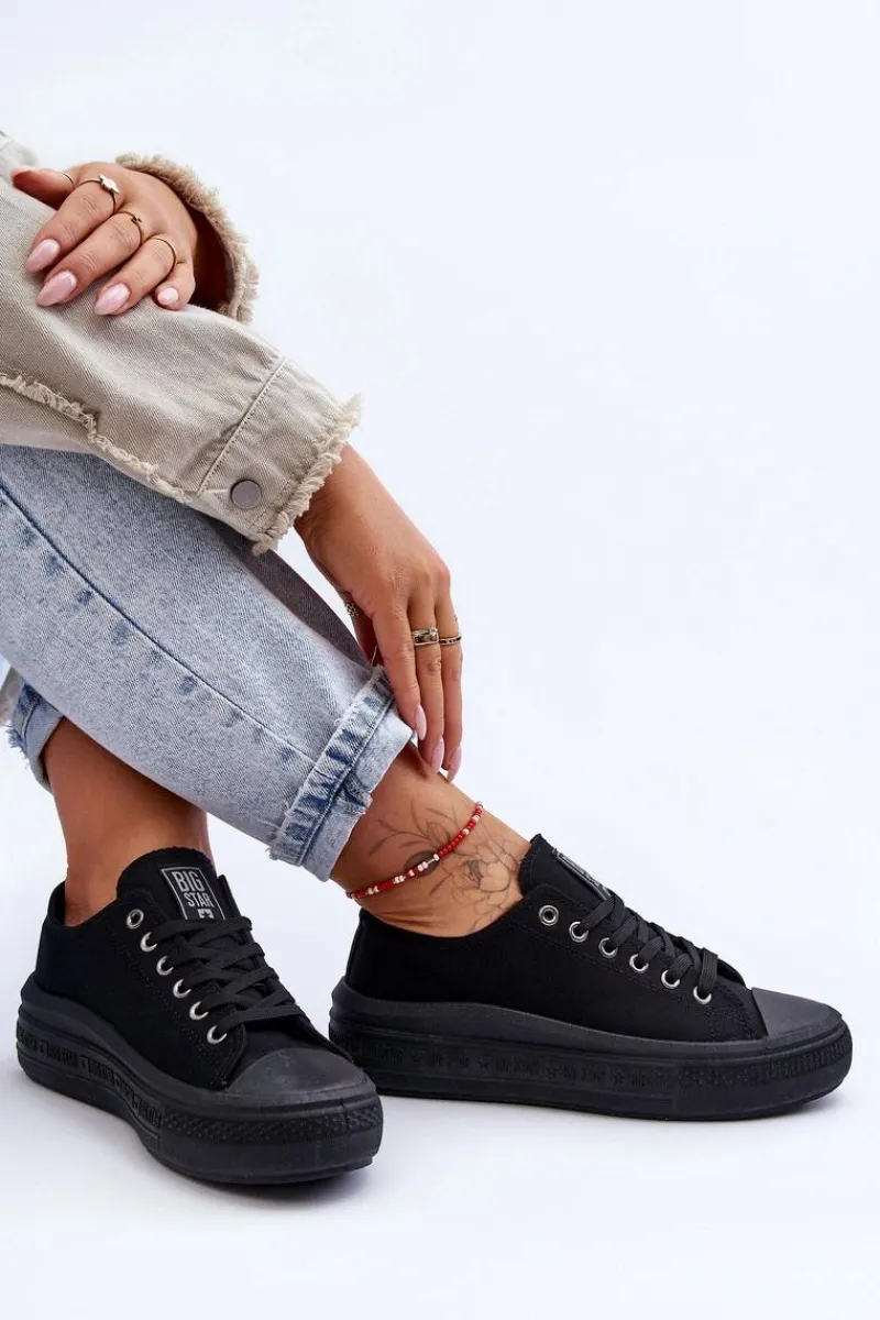 Trampki Damskie Big Star|Trampki Damskie Niskie>Big Star Shoes Damskie Tenisówki Na Platformie Big Star LL274A176 Czarne