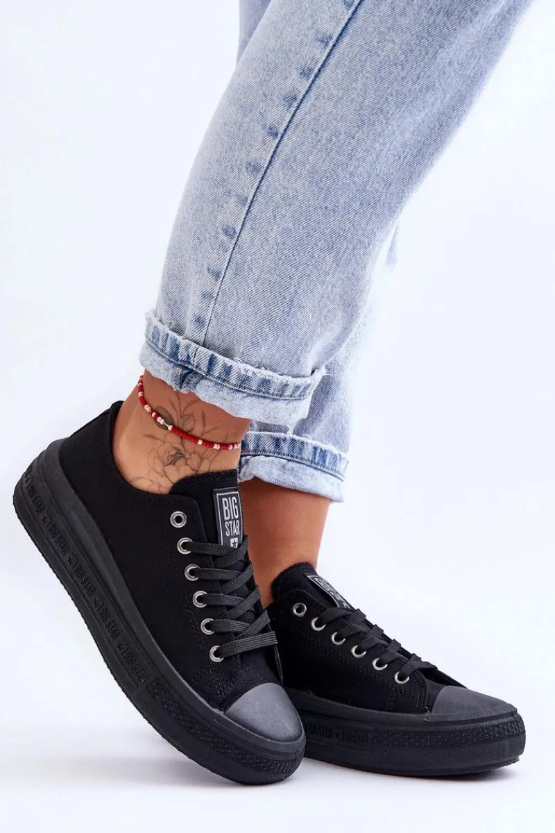 Trampki Damskie Big Star|Trampki Damskie Niskie>Big Star Shoes Damskie Tenisówki Na Platformie Big Star LL274A176 Czarne