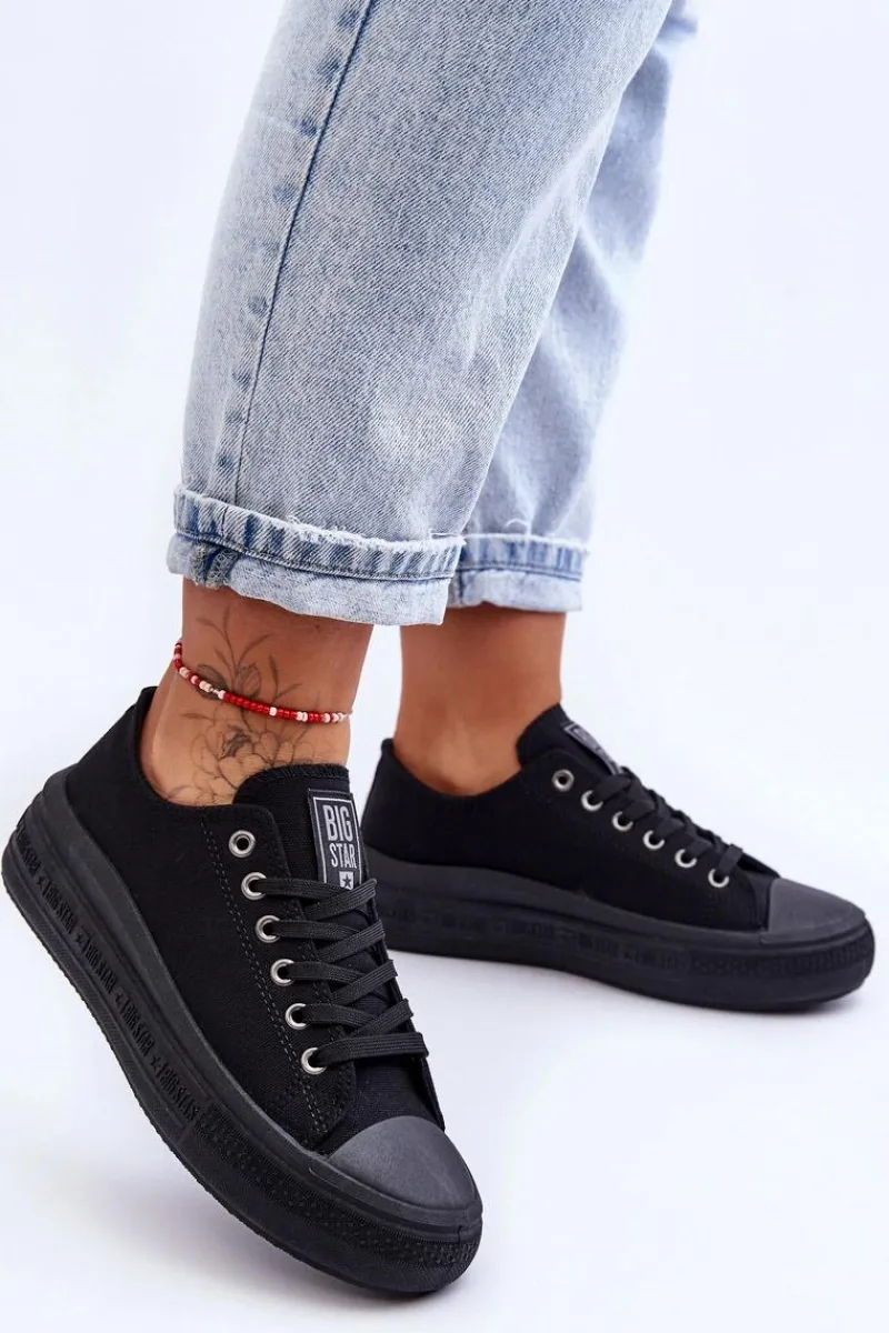 Trampki Damskie Big Star|Trampki Damskie Niskie>Big Star Shoes Damskie Tenisówki Na Platformie Big Star LL274A176 Czarne