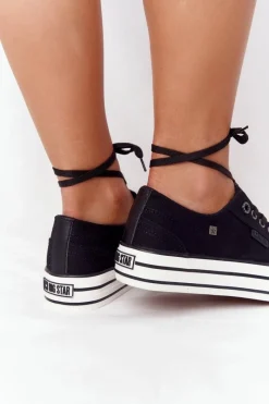 Trampki Damskie Big Star|Trampki Damskie Niskie></noscript>Big Star Shoes Damskie Tenisówki Na Platformie BIG STAR HH274056 Czarne