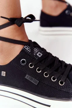 Trampki Damskie Big Star|Trampki Damskie Niskie></noscript>Big Star Shoes Damskie Tenisówki Na Platformie BIG STAR HH274056 Czarne