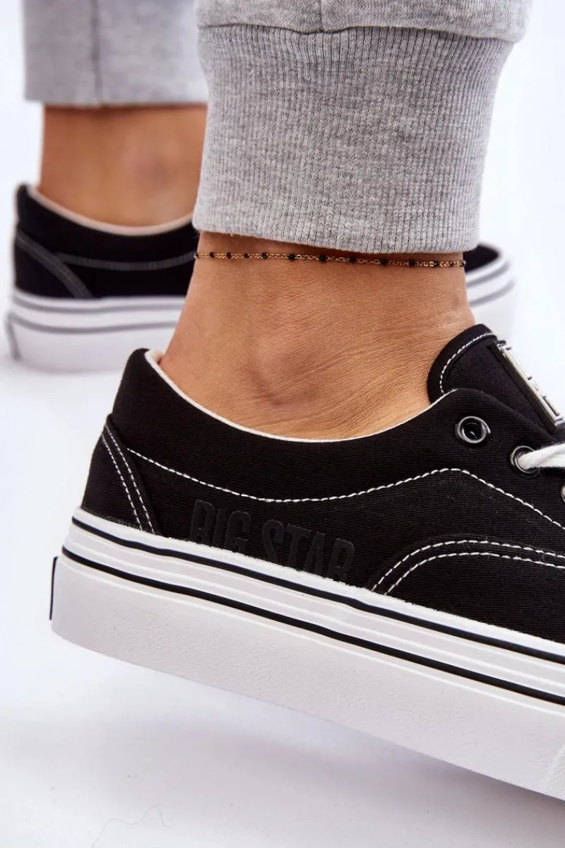 Trampki Damskie Big Star|Trampki Damskie Niskie>Big Star Shoes Damskie Tenisówki Na Platformie Big Star LL274230 Czarne