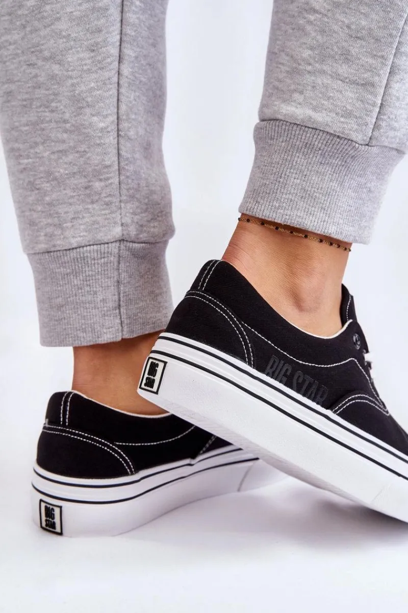 Trampki Damskie Big Star|Trampki Damskie Niskie>Big Star Shoes Damskie Tenisówki Na Platformie Big Star LL274230 Czarne