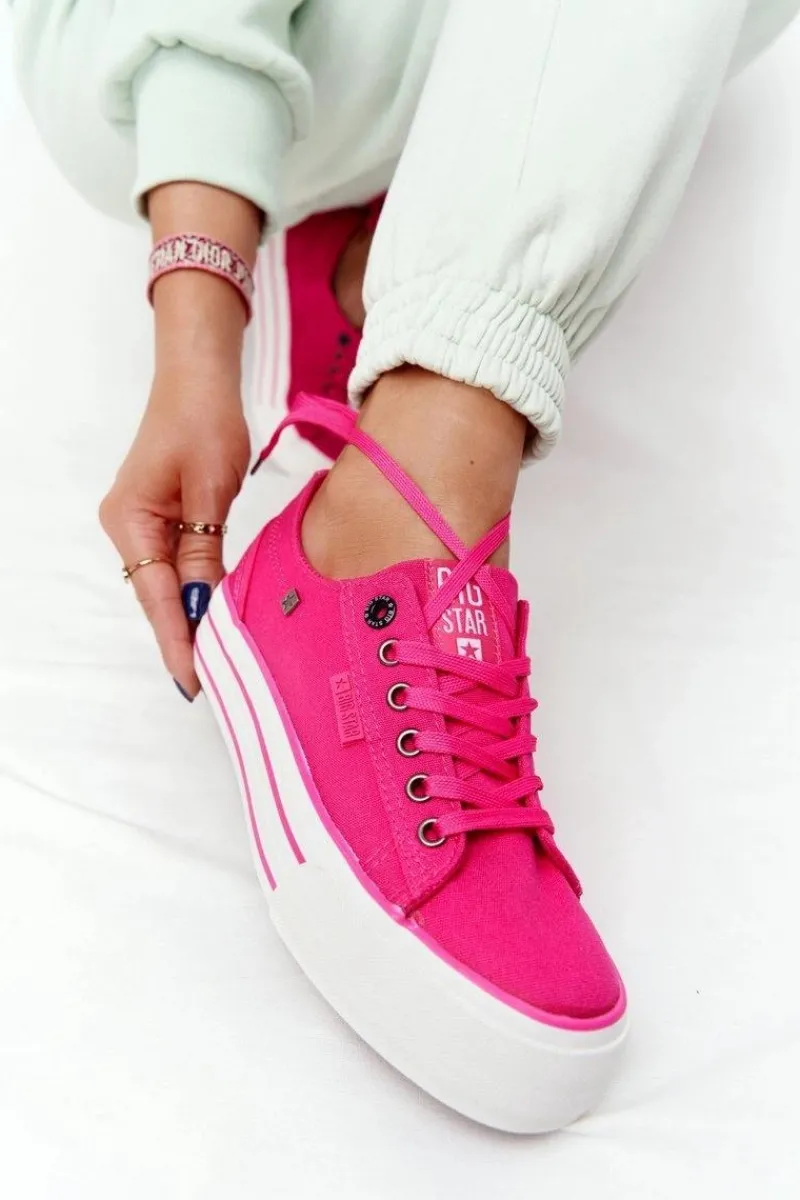 Online Damskie Tenisówki Na Platformie BIG STAR HH274054 Fuksja Damskie Trampki Damskie Big Star|Trampki Damskie Niskie