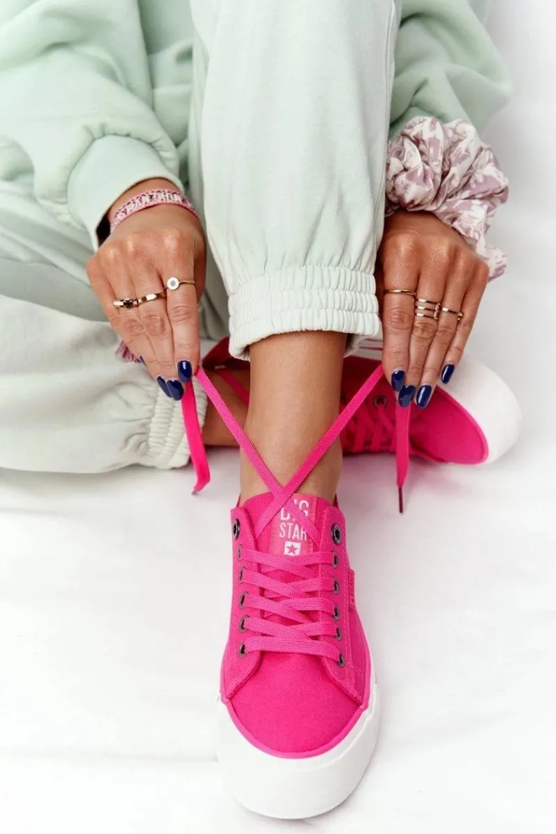 Online Damskie Tenisówki Na Platformie BIG STAR HH274054 Fuksja Damskie Trampki Damskie Big Star|Trampki Damskie Niskie