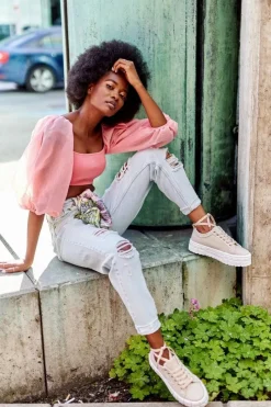 Damskie Tenisówki Na Platformie Beżowe Big City Life Damskie Trampki Damskie Niskie