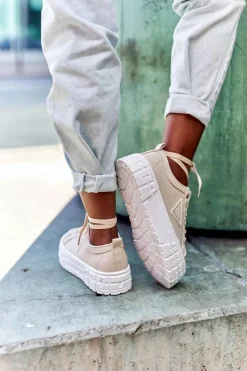 Damskie Tenisówki Na Platformie Beżowe Big City Life Damskie Trampki Damskie Niskie