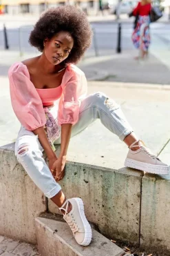 Damskie Tenisówki Na Platformie Beżowe Big City Life Damskie Trampki Damskie Niskie