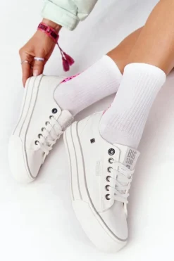Outlet Big Star Shoes Damskie Tenisówki Na Platformie BIG STAR HH274052 Białe