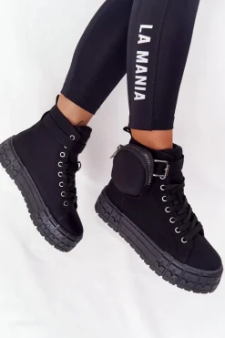New Damskie Tenisówki Na Platformie Z Nerką Czarne Popcorn Damskie Trampki Damskie Wysokie