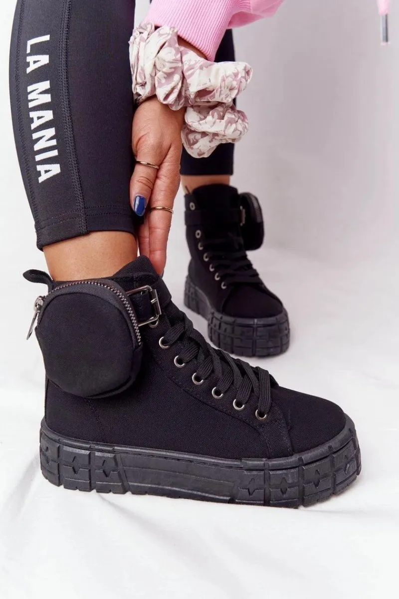 New Damskie Tenisówki Na Platformie Z Nerką Czarne Popcorn Damskie Trampki Damskie Wysokie