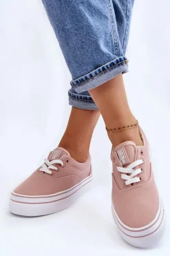 Hot Damskie Tenisówki Na Platformie Big Star LL274229 Różowe Damskie Trampki Damskie Big Star|Trampki Damskie Niskie