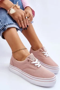Hot Damskie Tenisówki Na Platformie Big Star LL274229 Różowe Damskie Trampki Damskie Big Star|Trampki Damskie Niskie
