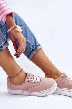 Hot Damskie Tenisówki Na Platformie Big Star LL274229 Różowe Damskie Trampki Damskie Big Star|Trampki Damskie Niskie