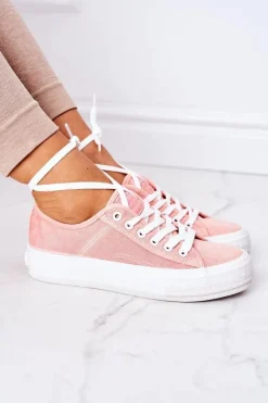 Sale Lee Cooper Damskie Tenisówki Na Platformie LCW-21-31-0125L Koralowe